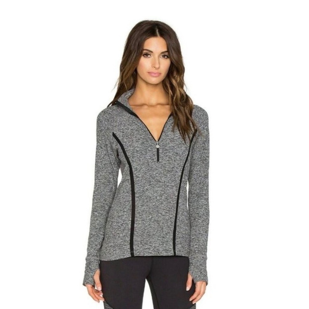 Beyond Yoga Womens Space Dye‎ Quarter Zip Pullover Grey Athletic Top Thumbholes